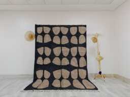 Black & Cream Abstract Rug - Modern Shaggy Area Contemporary Wave Design - thumbnail 1