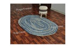 Braided Denim Rug 6x8 Oval Area 5x7 Hand Woven Tufted 4x6 For Living Room Bedside Door Mat 2x3
