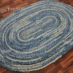 Braided Denim Rug 6x8 Oval Area 5x7 Hand Woven Tufted 4x6 For Living Room Bedside Door Mat 2x3 - thumbnail 4