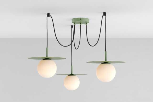 Zoe 3-Port Ceiling Pendant Hanging Light Olive Green Kitchen Island Fixture Disc Lamp Shade - image 1