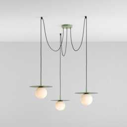 Zoe 3-Port Ceiling Pendant Hanging Light Olive Green Kitchen Island Fixture Disc Lamp Shade - thumbnail 2