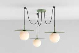 Zoe 3-Port Ceiling Pendant Hanging Light Olive Green Kitchen Island Fixture Disc Lamp Shade