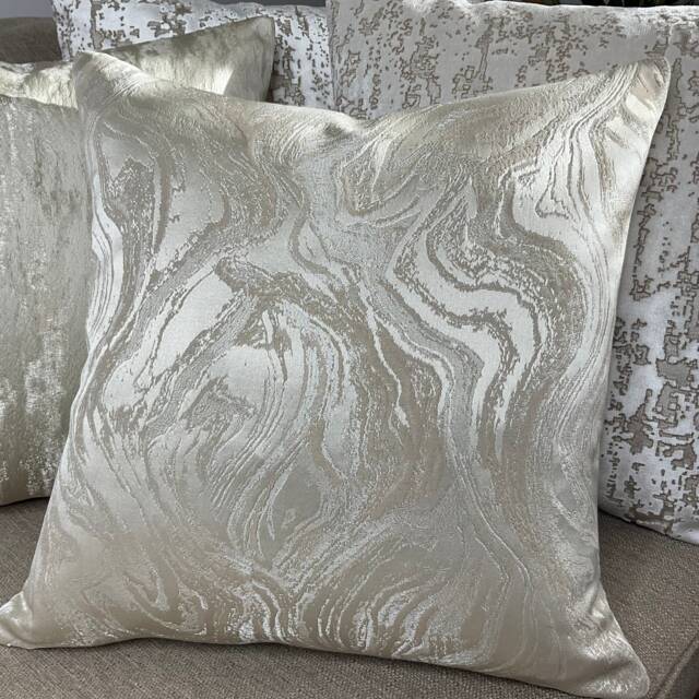 Marble Luxury Cushion Cover, Pillow Cover Sofa Bed , Bedding Ashley Wilde Fabric Sandstone Champagne Made in UK Worldwide Shipping - image 1