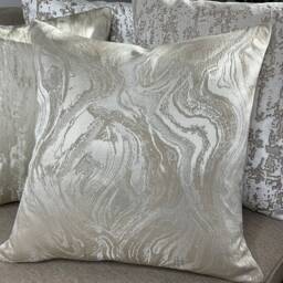 Marble Luxury Cushion Cover, Pillow Cover Sofa Bed , Bedding Ashley Wilde Fabric Sandstone Champagne Made in UK Worldwide Shipping - thumbnail 1