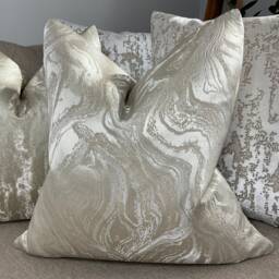 Marble Luxury Cushion Cover, Pillow Cover Sofa Bed , Bedding Ashley Wilde Fabric Sandstone Champagne Made in UK Worldwide Shipping - thumbnail 2