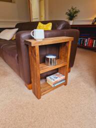 Solid Wood Double Shelf Sofa Table Narrow Side - Various Sizes & Colours Available