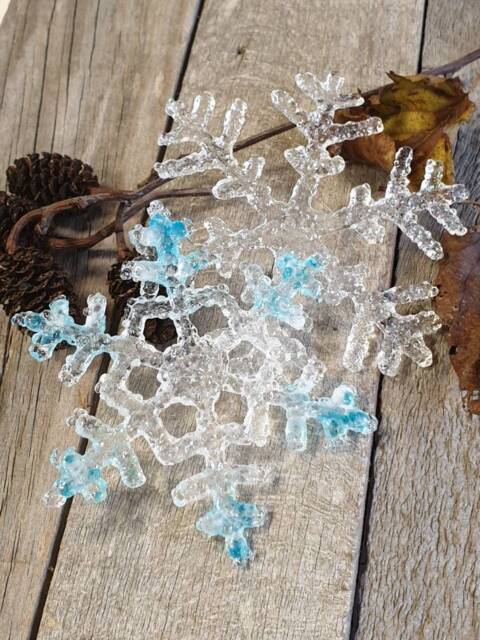 Fused Glass Snowflake Ornament - Dichroic Christmas Decoration - image 1