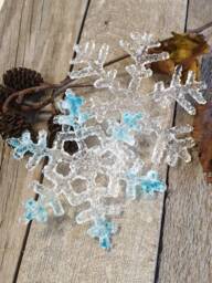 Fused Glass Snowflake Ornament - Dichroic Christmas Decoration - thumbnail 1