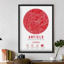 Liverpool Anfield Minimalist Map Prints & Frames - Football Memorabilia Decor Gift Never Walk Alone F.c Dad Brother Uncle Granddad Fc - thumbnail 2