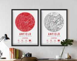 Liverpool Anfield Minimalist Map Prints & Frames - Football Memorabilia Decor Gift Never Walk Alone F.c Dad Brother Uncle Granddad Fc - thumbnail 1