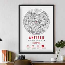 Liverpool Anfield Minimalist Map Prints & Frames - Football Memorabilia Decor Gift Never Walk Alone F.c Dad Brother Uncle Granddad Fc - thumbnail 3
