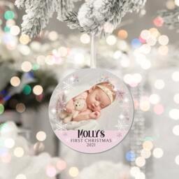 Personalized Baby's First Christmas Photo Ornament Mdf Wood Bauble - thumbnail 3
