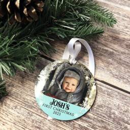 Personalized Baby's First Christmas Photo Ornament Mdf Wood Bauble - thumbnail 2