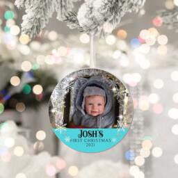 Personalized Baby's First Christmas Photo Ornament Mdf Wood Bauble - thumbnail 4