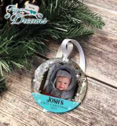 Personalized Baby's First Christmas Photo Ornament Mdf Wood Bauble