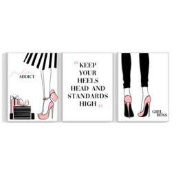 Set Of 3 Fashion Prints, Wall Art Quote Beauty, Makeup Art, Heels Beauty Glamour Girls Bedroom 544 - thumbnail 2