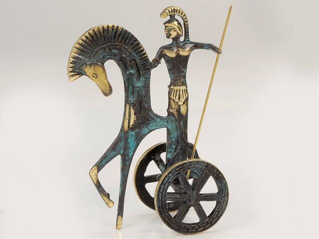 Handmade Achilles Chariot Sculpture, Ancient Greek Warrior - image 1