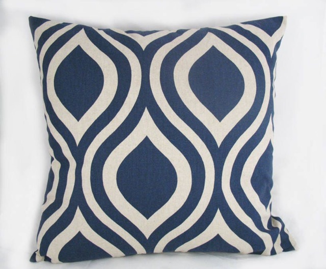 Ogee in Blue Denim - Decorative Pillow Cushion Covers Accent Throw Denim, Neutral - image 1