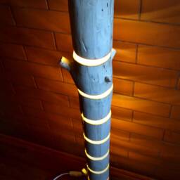 Wooden Floor Lamp Is Made Of Natural Log, Large Lamp, Rustic Lighting, Living Room White Wood, Wood Log - thumbnail 3