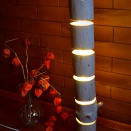 Wooden Floor Lamp Is Made Of Natural Log, Large Lamp, Rustic Lighting, Living Room White Wood, Wood Log - thumbnail 2