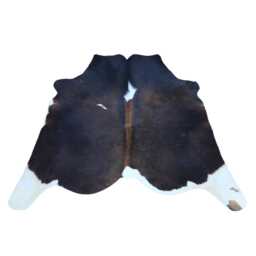 Dark Brown & White Cowhide Rug Rustic Hair-On Leather Area Rug - 34x44 Inches - thumbnail 1