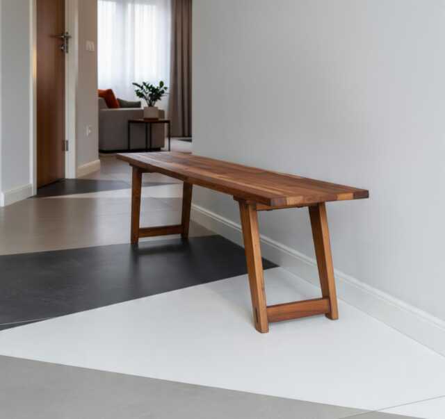 Reclaimed Teak Wood Bench Modern Entryway, Dining, Rustic Hallway, Living Room Or Bedroom Seating - image 1