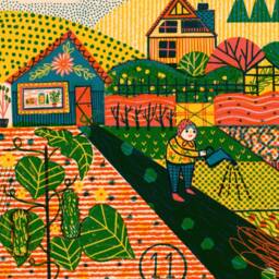Polish Allotment Risograph Print Babcia's Summer Garden - 25x25cm - thumbnail 3