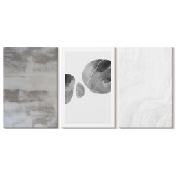 Canvas Set Of 3 Wall Art - Shapes & Structures Modern Style, Gray Canvas, Natural Textures Decor - thumbnail 2