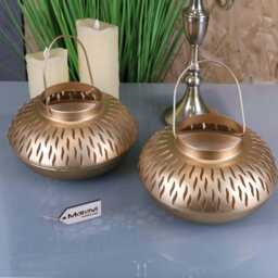 Mohra Set Of 2 Moroccan Gold Candle Lantern - thumbnail 1