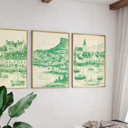 Set Of 3 Portree Posters, Isle Skye Wall Art, Scottish Coastal Print Set, Seaside Decor, Modern Travel Artwork, UK Landscape Style - thumbnail 4
