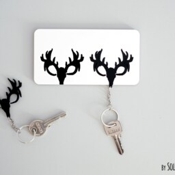 Deer Caribou Horn Silhouette Key Holder - Set Of 2 Key Chains - thumbnail 2