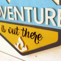 Handmade Wooden Sign, Adventure Mountain Wall Decor - thumbnail 3
