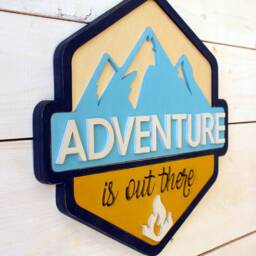 Handmade Wooden Sign, Adventure Mountain Wall Decor - thumbnail 2