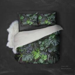 3D Leaf Print Duvet Cover Set, Tropical Jungle Bedding - thumbnail 3