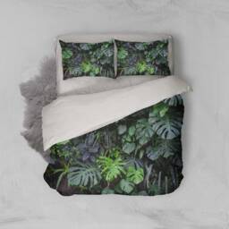 3D Leaf Print Duvet Cover Set, Tropical Jungle Bedding - thumbnail 2