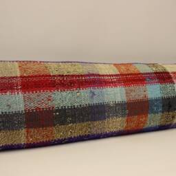 Vintage Kilim Pillow Cover, Turkish Wool Lumbar 12x47 - thumbnail 2