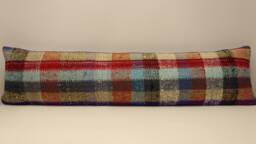 Vintage Kilim Pillow Cover, Turkish Wool Lumbar 12x47 - thumbnail 1