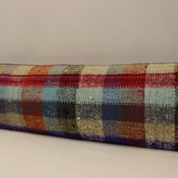 Vintage Kilim Pillow Cover, Turkish Wool Lumbar 12x47 - thumbnail 3