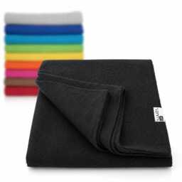 Black Recycled Cotton Blanket 130x220cm - Sofa Throw, Pet Friendly Bedspread, Durable Portuguese Textile - thumbnail 1