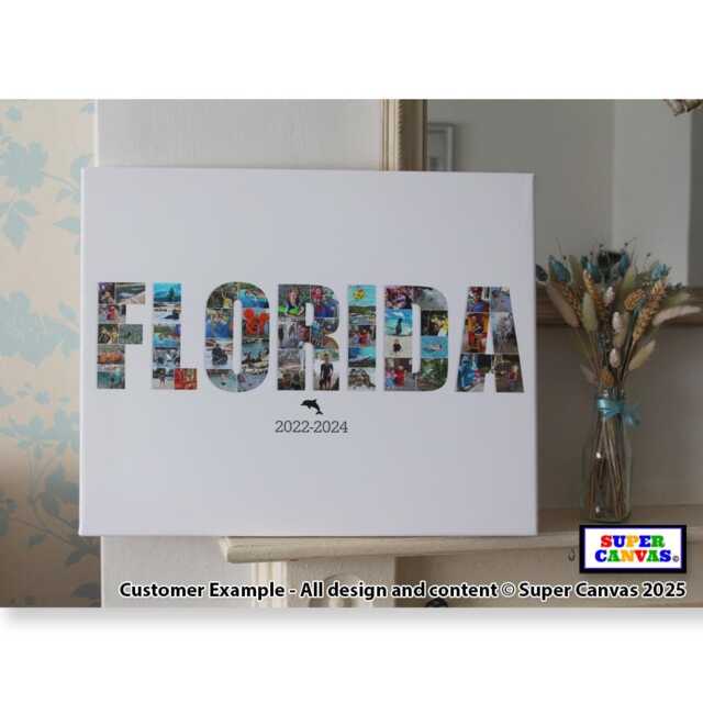 Florida Usa America Family Holiday Travel Picture Photo Board Collage Wall Art Framed Canvas & Print Birthday Wedding Anniversary Gift - image 1