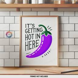 Purple Kitchen Posters - Set Of 3 Prints - Let's Eat, Chef Was Cute, Chilli Quotes Dining Room Decor Home Wall Art Gallery - thumbnail 3