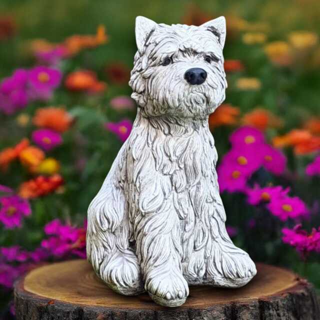 Stone Westie Dog Sculpture Concrete Yorkshire Terrier Statue Outdoor Decor Cement Pet Ornament Dog Lover Gift Memorial Yorkie - image 1