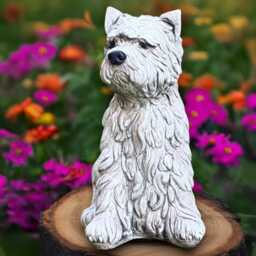 Stone Westie Dog Sculpture Concrete Yorkshire Terrier Statue Outdoor Decor Cement Pet Ornament Dog Lover Gift Memorial Yorkie - thumbnail 2