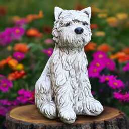 Stone Westie Dog Sculpture Concrete Yorkshire Terrier Statue Outdoor Decor Cement Pet Ornament Dog Lover Gift Memorial Yorkie - thumbnail 1