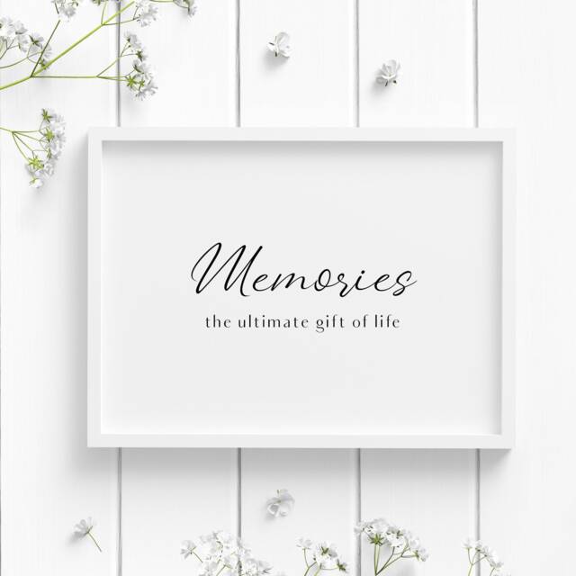 Memories... The Ultimate Gift Of Life - Inspirational Quote Landscape Wall Art Home Decor Typography Poster Unframed - image 1