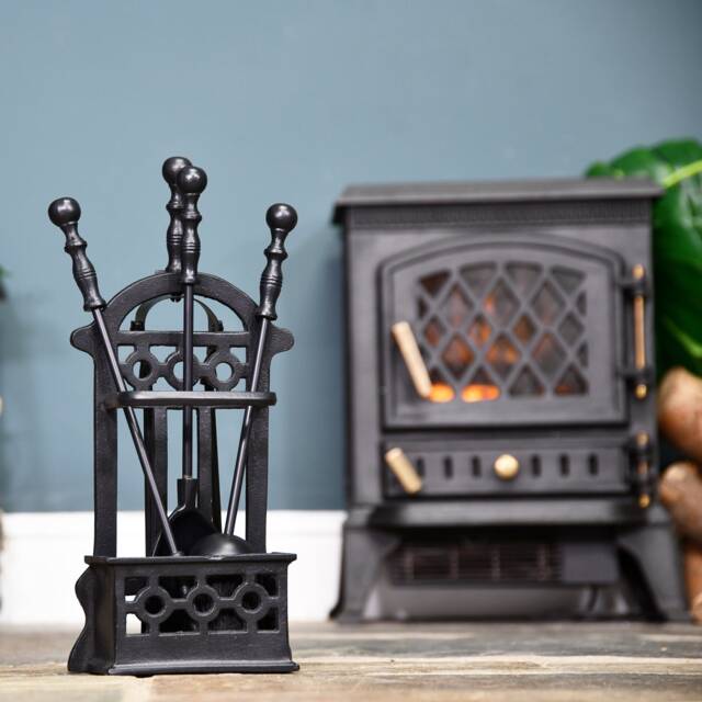 41 cm Black Victorian Style Companion Set/Fireside Set, Fireside Tools, Fireplace, Fire Ash Pan & Brush, Poker, Tongs, Christmas Gift - image 1