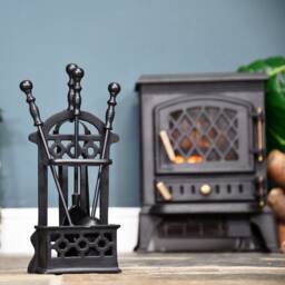41 cm Black Victorian Style Companion Set/Fireside Set, Fireside Tools, Fireplace, Fire Ash Pan & Brush, Poker, Tongs, Christmas Gift - thumbnail 1