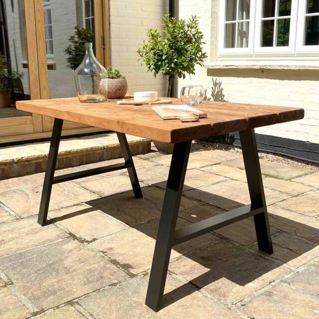 Garden Table Handcrafted Using Rustic Solid Wood - A-Frame Ben Simpson Furniture - image 1