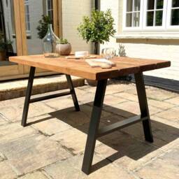 Garden Table Handcrafted Using Rustic Solid Wood - A-Frame Ben Simpson Furniture