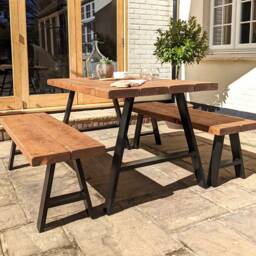 Garden Table Handcrafted Using Rustic Solid Wood - A-Frame Ben Simpson Furniture - thumbnail 2